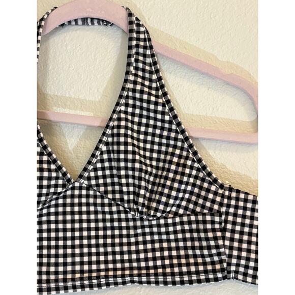 ALTAR'D STATE Women's Checkered Halter Top Black & White 70s Costume Medium - Picture 3 of 5